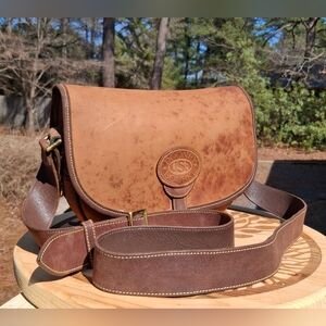 VTG Retired Rare Dooney & Bourke N508 Brown Nubuck & Gundelta Leather Saddle Bag